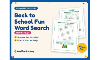 Back to School Fun Word Search Worksheet – 2nd Grade Holiday Practice