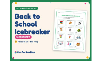 Back to School Icebreaker Worksheet – 1st Grade Holiday Practice