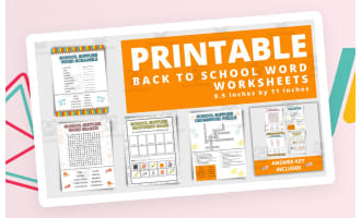 Back to School Printable Word Search Worksheets