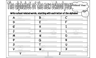 Back to School - The Alphabet of the New School Year - Word Listing