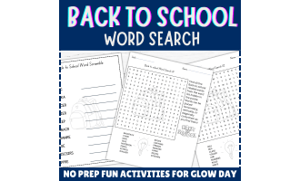 Back to School Word Search, Word Scramble Puzzles Worksheet