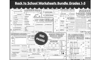 Back to School Worksheets | 100 Pages All About Me ELA Math Games G1-5