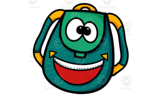 Backpack cartoon clipart- Back to school clipart- School supplies graphics