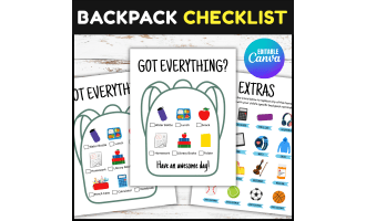 Backpack Checklist, Getting Ready for School, Back to School Routine