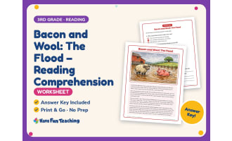 Bacon and Wool: The Flood – Reading Worksheet – 3rd Grade Practice