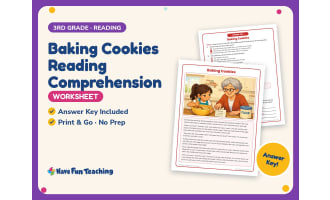 Baking Cookies Reading Comprehension Worksheet – 3rd Grade Practice