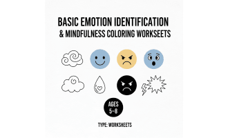 Basic Emotion Identification & Mindfulness Coloring Worksheets