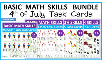 Basic Math Skills | Number Flash Task Cards 4th of July