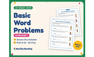 Basic Word Problems Worksheet – 1st Grade Addition & Subtraction