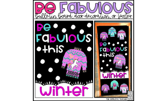 Be Fabulous Ugly Christmas Sweater Winter Bulletin Board Kit, Door Decoration Set, or Poster