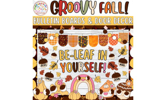 Be-leaf in Yourself: Retro Fall Bulletin Board or Door Decor Kit