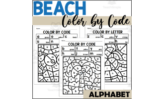 Beach Alphabet Color by Code for Lowercase Letters