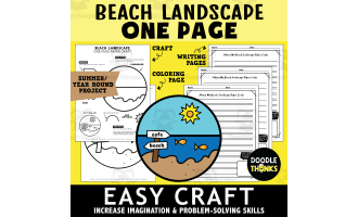 Beach Landscape One Page Paper Craft Activities | Ocean Theme