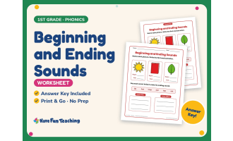 Beginning and Ending Sounds Worksheet – 1st Grade Beginning Sounds