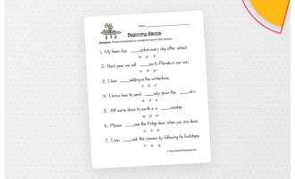 Beginning Blends Fill in the Blank Worksheet
