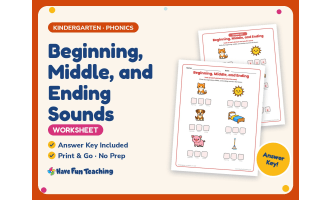 Beginning, Middle, and Ending Sounds Worksheet – Kindergarten CVC