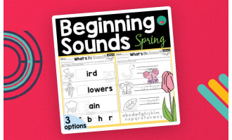 Beginning Sounds Cut and Paste Worksheets | Spring Theme