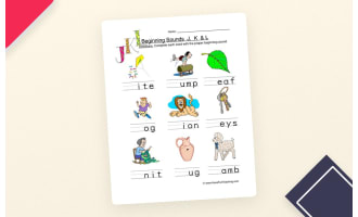 Beginning Sounds J K L Worksheet - Pictures