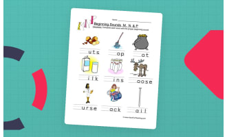 Beginning Sounds M N P Pictures Worksheet