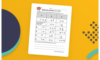 Beginning Sounds X Y Z Worksheet