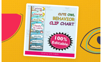 Behavior Clip Chart in Cute Owl Theme - 100% Editable