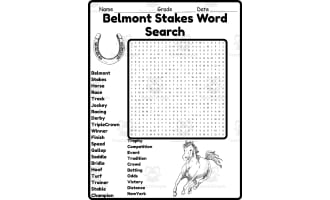 Belmont Stakes Word Search 2nd 3rd 4th 5th Grade Worksheet Activity