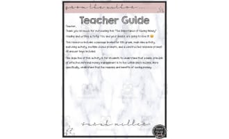 Benefits of Saving Money Reading Packet