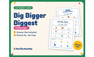 Big Bigger Biggest Worksheet – 1st Grade Compare and Contrast Practice