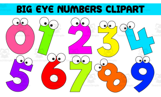 Big Eye Numbers 0–9 – Digital Clipart Set