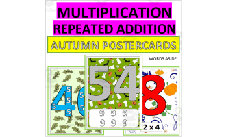 BIG MULTIPLICATION FACTS POSTER CARDS | REPEATED ADDITION | AUTUMN