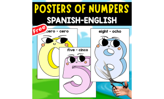 BILINGUAL POSTERS OF THE NUMBERS 0-9 | ENGLISH AND SPANISH