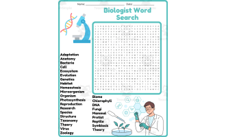 Biologist Word Search Puzzle Worksheet Activities (5th, 6th, 7th & 8th