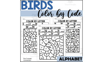Bird Alphabet Color by Code for Capital Letters