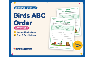 Birds ABC Order Worksheet – 2nd Grade Alphabetical Order & Animals