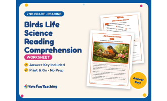 Birds Life Science Reading Comprehension Worksheet – 2nd Grade