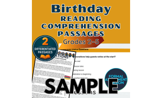 Birthday Reading 1 Lesson Sample Writing Prompts Formal Assessments