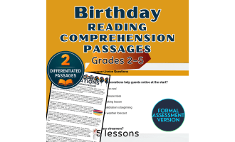 Birthday Reading with Word Problems Writing Prompts Formal Assessments