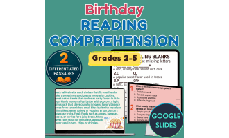 Birthday Reading with Word Problems Writing Prompts Google Slides