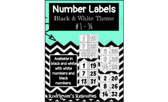 Black and White Number Labels