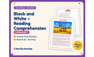 Black and White – Reading Comprehension Worksheet – 3rd Grade Practice