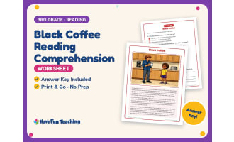 Black Coffee Reading Comprehension Worksheet – 3rd Grade Practice