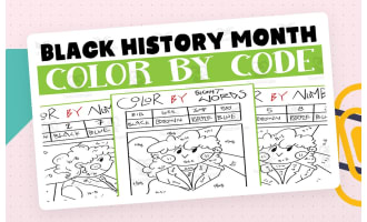 Black History Month Color By Code, African History Color By Sight Word Worksheets