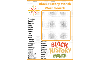 Black History Month Word Search worksheet activity