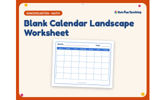 Blank Calendar Landscape Worksheet – Kindergarten Calendars Practice