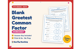 Blank Greatest Common Factor Worksheet – 5th Grade Division & Factors