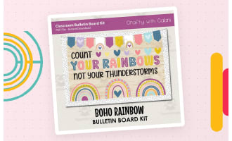 Blue Boho Rainbow Classroom Bulletin Board or Door Decor