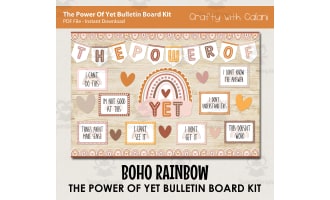 Boho Rainbow The Power Of Yet Classroom Bulletin Board Kit
