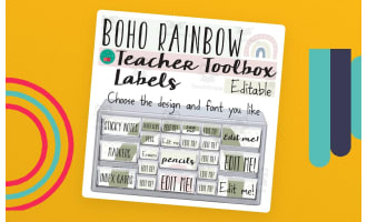 Boho Toolbox Labels - Boho Rainbow Classroom Decor