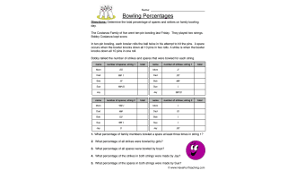 Bowling Percentages Worksheet