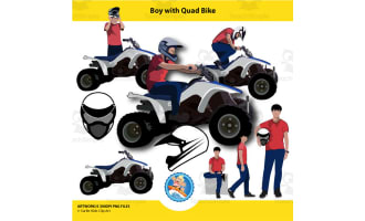 Boy with Quad Bike Clipart
